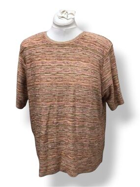 Alfred Dunner Women’s Short Sleeve Crew Neck Sweater VTG 90s Orange Multi 2X